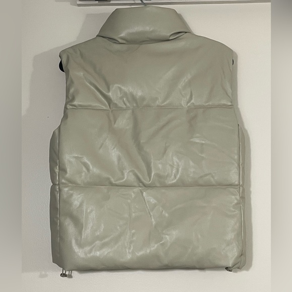 ZARA vegan leather puffer Vest, sz S - Picture 3 of 7